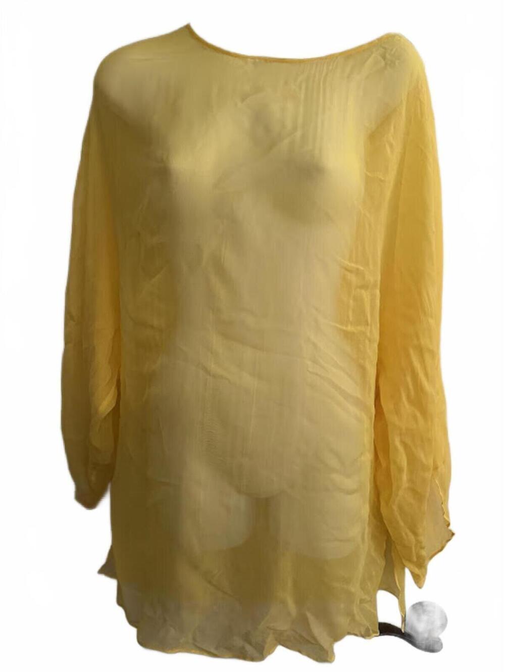 DVF Silk Assets Yellow Sheer Blouse M